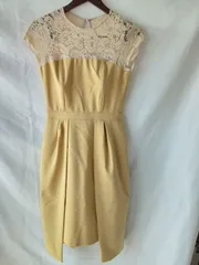 ラグナムーン    ギャップレングススカラップドレス   イエロー   ブライダルドレス   ワンピース     冠婚葬祭  パーティドレス