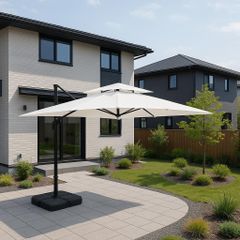 直径300cm 30+UPF紫外線 対策角度調整 2層 アルミ製 専用ベース付き パラソル ガーデンパラソル 風に強い 長方形 大型 ビーチパラソル ガーデニング 庭 キャンプ 日傘 家庭での使用 商業利用 海辺 プール 海の家