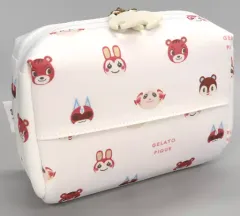 【中古】雑貨 総柄(キャラクター柄) ポーチ ホワイト×レッド 「あつまれ どうぶつの森 meets GELATO PIQUE」