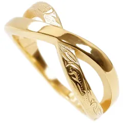 ハワイアンジュエリー リング 指輪 細め 2連風 スクロール レディース メンズ つけっぱなし サージカルステンレス 記念日 誕生日 プレゼント ギフト イエローゴールド ropr10g