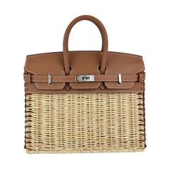 新品未使用 Hermès エルメス Birkin25 picnic バーキン25ピクニック Gold ゴールド  PHW シルバー金具 Swift/Rattan Stamp-B B刻印 レディースバッグ　ハンドバッグ