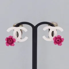 CHANEL シャネル ココマーク ピアス 04P ホワイト ピンク カメリア イヤリング ヴィンテージ フラワー【中古】