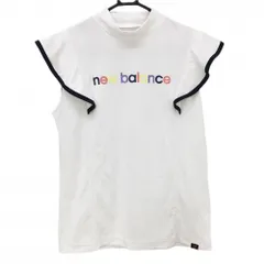 ★SALE価格★【美品】ニューバランスゴルフ 半袖ハイネックシャツ 白×ネイビー 袖フリル  レディース 2(L) ゴルフウェア 2023年モデル New Balance