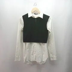 ◇ alice + olivia ドッキング ニットベスト レイヤード 重ね着 長袖 シャツ 表記なし ホワイト/ブラック レディース E 【1310130015423】