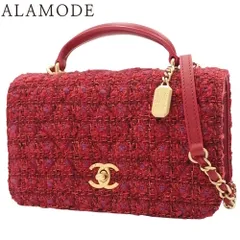 CHANEL(シャネル) マトラッセ トップハンドル ミニフラップバッグ ハンドバッグ 2WAY ショルダー フルフラップ 肩掛け 斜め掛け ツイード ラムスキン レッド赤 マットゴールド金具 AS4286 レディース 40802138089【アラモード】