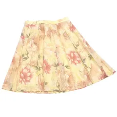ジオスポーツ スカート ブランドスカート スカート プリーツ フレアー アウトレット 夏 アイテム 自分用 イエロー ピンク系 ♯7サイズ シフォン ポリエステル フラワー 花柄 送料無料 c3678 