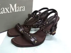■新品同様■ Max Mara マックスマーラ レザー ヒール サンダル 表記サイズ 36 (約23.0cm) 靴 シューズ ブラウン系 FL8453のサムネイル