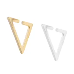 三角 イヤーカフ 耳骨クリップ 立体ピアス トライアングルイヤーカフ シンプル 三角 アクセサリー イヤリング メンズ レディース 一ペア（シルバー+ゴールド）