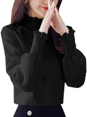 toasoa トーアソーア ブラウス レディース 長袖 フリル ハイネック フォーマル トップス 黒 05-3XL( ブラック,  3XL)