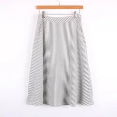 ホコモモラ フレアスカート ストライプ柄 リネン混 ボトムス レディース 40サイズ ホワイト系×ブルー系 Jocomomola 【中古】