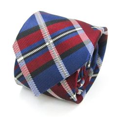 メイル&コー ブランド ネクタイ シルク チェック柄 格子柄 メンズ ネイビー MALE & Co 【中古】