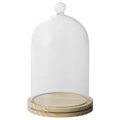 ガラスドーム グラスドーム ドームグラス ウッドガラスドーム ディスプレイケース 卓上 ホビー 収納 インテリア フラワーケース 透明 48-09L-NL