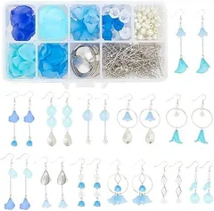 SUNNYCLUE　10対　花折り　ピアス　手作り　セット　チャーム　フラワー　花　パーツ　花びら　ピアス　すずらん　チャーム　桜　イヤリング　揺れる　ネックレス　和風　フレームパーツ　円形　菱形　スクエア　アクリルビーズ　レジン　3d　樹