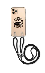 iPhone14ProMax アイフォン14 プロマックス スマホケース ショルダーストラップ 紐 付き サーフィン サーファー 海 南国 ビーチ アウトドア 透明ケース かっこいい ブラック カラー01