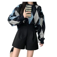 レディース ハイウエスト ショートパンツ タック カジュアル シンプル Aライン 美脚 ボトムス バックファスナー ウールタッチ パンツ 2カラー ボトム キュロット ショーパン 無地 秋 冬 ポケット ゆったり ショート 丈 ウール 暖 [ブラック] [M]