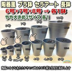 セラアート長鉢＊やや大きめ3サイズ：6・7・8号鉢黒プラ鉢(陶器風ロング深鉢タイプ)各1鉢の合計3鉢セット※多肉・塊根植物コーデックス・アガベ・サボテン＠フラワーショップ江口