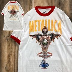 BJKH リンガー Tシャツ ビンテージ 古着 白 赤 メタリカ METALLICA スカル ドクロ 天使 キングナッシング バンド Lサイズ 2503  2980 p10