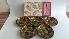 西陣つづれ織り茶托５枚　紅葉