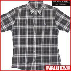 廃盤 バーバリー チェック シャツ M 古着 メンズ 半袖 黒 TN1305