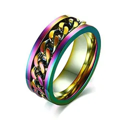 カラー_15 [Rockyu] ジュエリー ブランド 指輪 人気 メンズ アンティーク風 カラー リング 15号 ステンレス チェーン ファッション アクセサリー