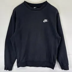 古着 ナイキ NIKE スウェット トレーナー ワンポイントロゴ刺繍 クルーネック プルオーバー  S  ブラック メンズ