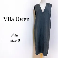 【美品】Mila Owen ミラオーウェン ロング ワンピース ノースリーブ  Vネック 無地 グレー 0 古着 匿名配送 送料無料 レディース  【3-176】