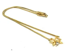 ■美品■ NINA RICCI ニナリッチ リボン ネックレス ペンダント アクセサリー レディース ゴールド系×シルバー系 DK0726