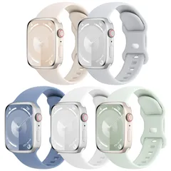 【迅速発送】5本セット アップルウォッチ バンド コンパチブル Apple Watch バンド 38mm 40mm 41mm 42mm 44mm 45mm 46mm 49mm スポーツストラップ 交換ベルト 柔らかいシリコン素材 通気性 防水性 に対応 iW
