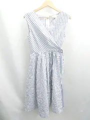 ◇ ⊂◎ MERCURYDUO マーキュリーデュオ ストライプ柄 ロング ワンピース サイズF ブルー レディース E  【1502180063411】