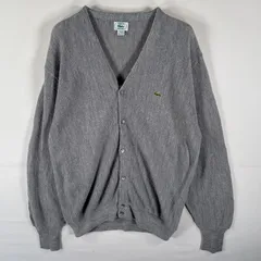 古着 90's/90年代 アイゾッド ラコステ IZOD LACOSTE USA製 セーター アクリルニット カーディガン ワンポイントロゴ Vネック L  グレー メンズ