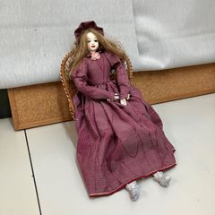 昭和レトロ　西洋人形　フランス人形　木製椅子　セット ビスクドール 西洋人形 アンティーク 人形 コレクターズドール