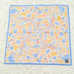 未使用品　HIROKO KOSHINO ヒロココシノ　ハンカチ　花柄　総柄　シール付き　国産品　日用品　プレゼント　レディース　小物　ブルー　水色　マルチカラー