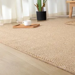 FLIIRITAIA カーペット ブラウン 120×160cm 約1畳 リネン風素材 洗える 滑り止め 抗菌 防臭 防ダニ 通気性 速乾性 防音 リビングルーム 寝室 ダイニングルーム フローリング オールシーズン 洗濯可能 収納便利 ラグ