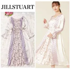 【試着のみ♪】ジルスチュアート　レトロミックスプリントワンピース　花柄　ドット　ロング丈　F