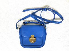 POLO RALPH LAUREN ポロラルフローレン 2WAYバッグ ミニショルダーバッグ ハンドバッグ レザーバッグ シボ革 ブルーのサムネイル