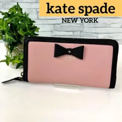 日本買い】 未使用 Kate Spade 可愛いリボン柄 ラウンドファスナー 長