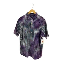 ポロバイラルフローレン Polo by RALPH LAUREN ポニー無し US-RL NAVAL RES 両ポケ 猫目ボタンチェックシャツ リメイク 染め メンズ import：XL 