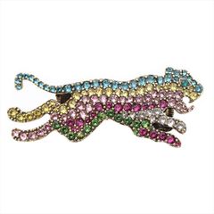グッチ GUCCI ジャガーモチーフ ダブルフィンガーリング 9号 8号 レインボー 合金 ラインストーン S 9号 8号 左手用【中古】