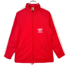 80s90sアディダスadidas万国旗タグナイロンジャケットフーディジャンパートラックジャケットウィンドブレーカー袖ライン3本線スリーストライプトレフォイルロゴ赤レッド白ホワイトvintageヴィンテージ40524