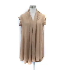 グリーンレーベルリラクシング ユナイテッドアローズ green label relaxing カーディガン 前開き ロング丈 半袖 ショールカラー ベージュ /SM12