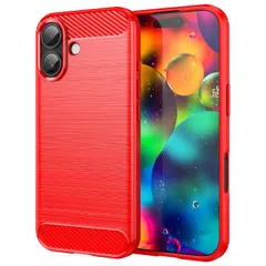 iPhone17 ケース カーボン調 薄型 耐衝撃 ソフト ケース 【Color】レッド