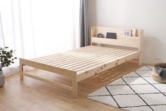 セミダブル　ひのきベッド　すのこベッド　天然木　国産ヒノキ　寝具　家具　コンセント付き　宮付き