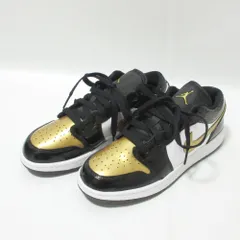 未使用 Nike ナイキ GS Air Jordan 1 Low SE エアジョーダン1ロー スニーカー DR6970-071 22.5cm ブラック×ゴールド レディース 古着 中古 USED