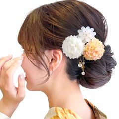 【特価商品】[JZOON] 髪飾り3点セット 花 浴衣 成人式 七五三 卒業式 花火大会 ピンポンマム パール ヘアアクセサリー かわいい 振袖 袴 成人式 卒業式 前撮り 結婚式 七五三 二次会 着物 和服 浴衣 花火大会 ピンク 紫 全12選