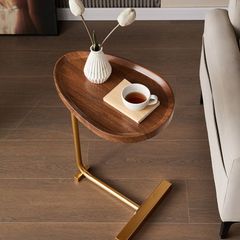 MID century 4段回転可動式 ガラス天板ラウンドテーブル ローテーブル