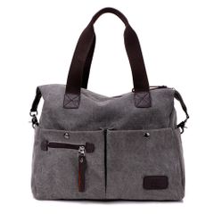 Gray kbag45 Shoulder Bag, Large Tote Bag with Zipper, Canvas Tote Bag, Shoulder Bag, Women's/Men's Diaper Bag, Tote Bag, Shoulder Bag, Mom Bag, Diaper Bag, Women's Bag, Men's Bag