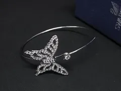 ■新品■未使用■ SWAROVSKI スワロフスキー ラインストーン バタフライ 蝶 ブレスレット アクセサリー 表記サイズM シルバー系 AU7745