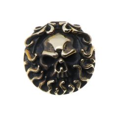 コンチョ 真鍮 スカル Skull ドクロ 銀 直径 約24.5ｍｍ レザークラフト 財布 ケース カスタムパーツ バッグ DIY パーツ 手芸 革財布 (真鍮 (BRASS))