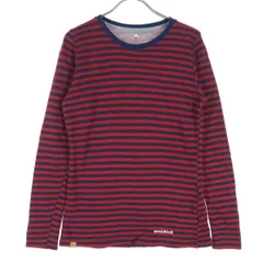 mont-bell モンベル ウールブレンド ボーダー柄 長袖 カットソー M レッド メンズ 古着