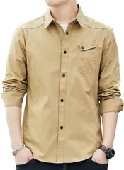 2XL Amyni シャツ べージュ メンズ 長袖 半袖 カジュアル 無地 オックスフォード シャツ メンズ カジュアル コットン シャツ メンズ